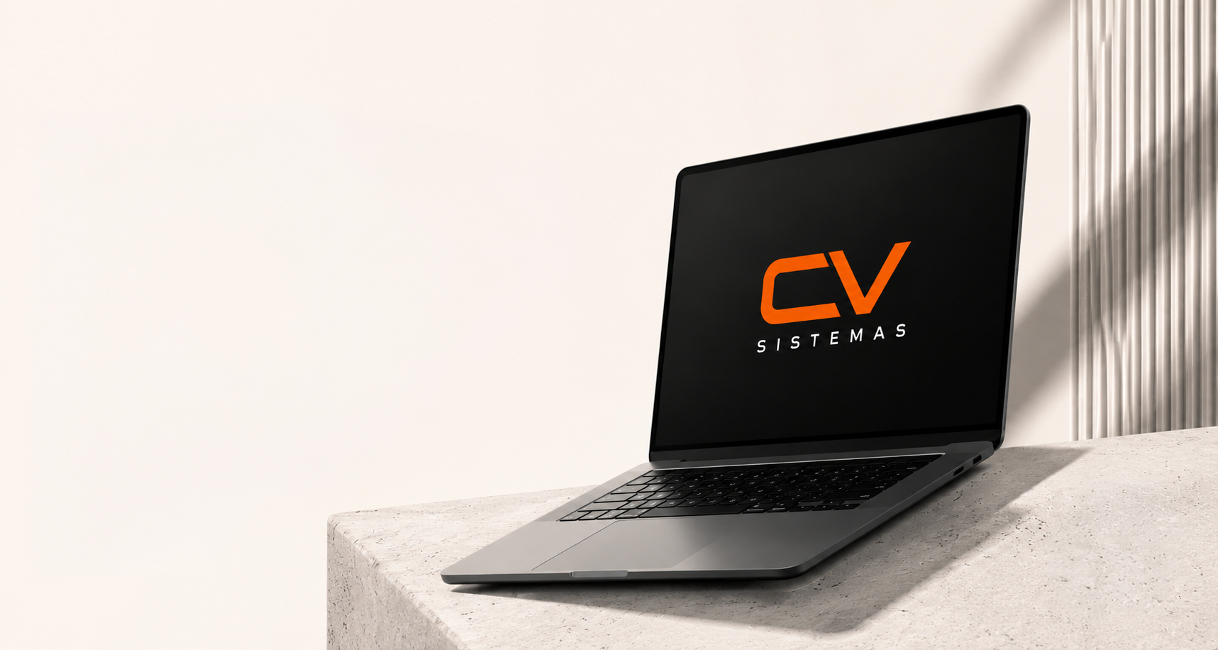 Ordenador con el logo de CV Sistemas